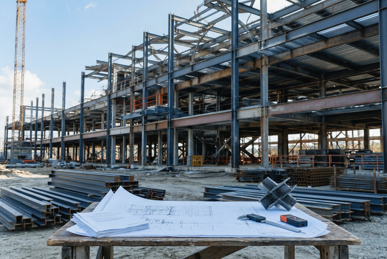 Structural engineer reviewing project drawings